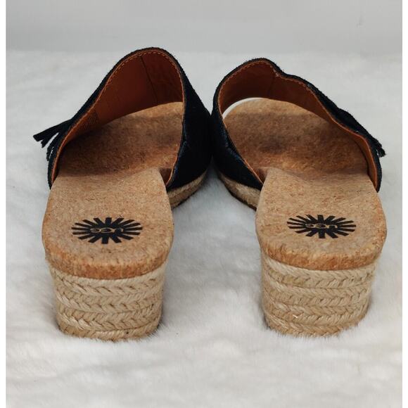 Ugg Suede Fringe Heeled Wedge Espadrille Sandals sz 8.5 - Picture 4 of 9